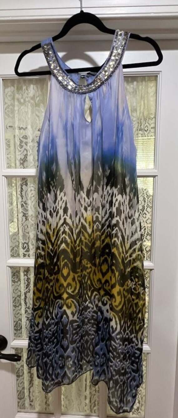 Asymmetric Beaded Halter Maxi Dress